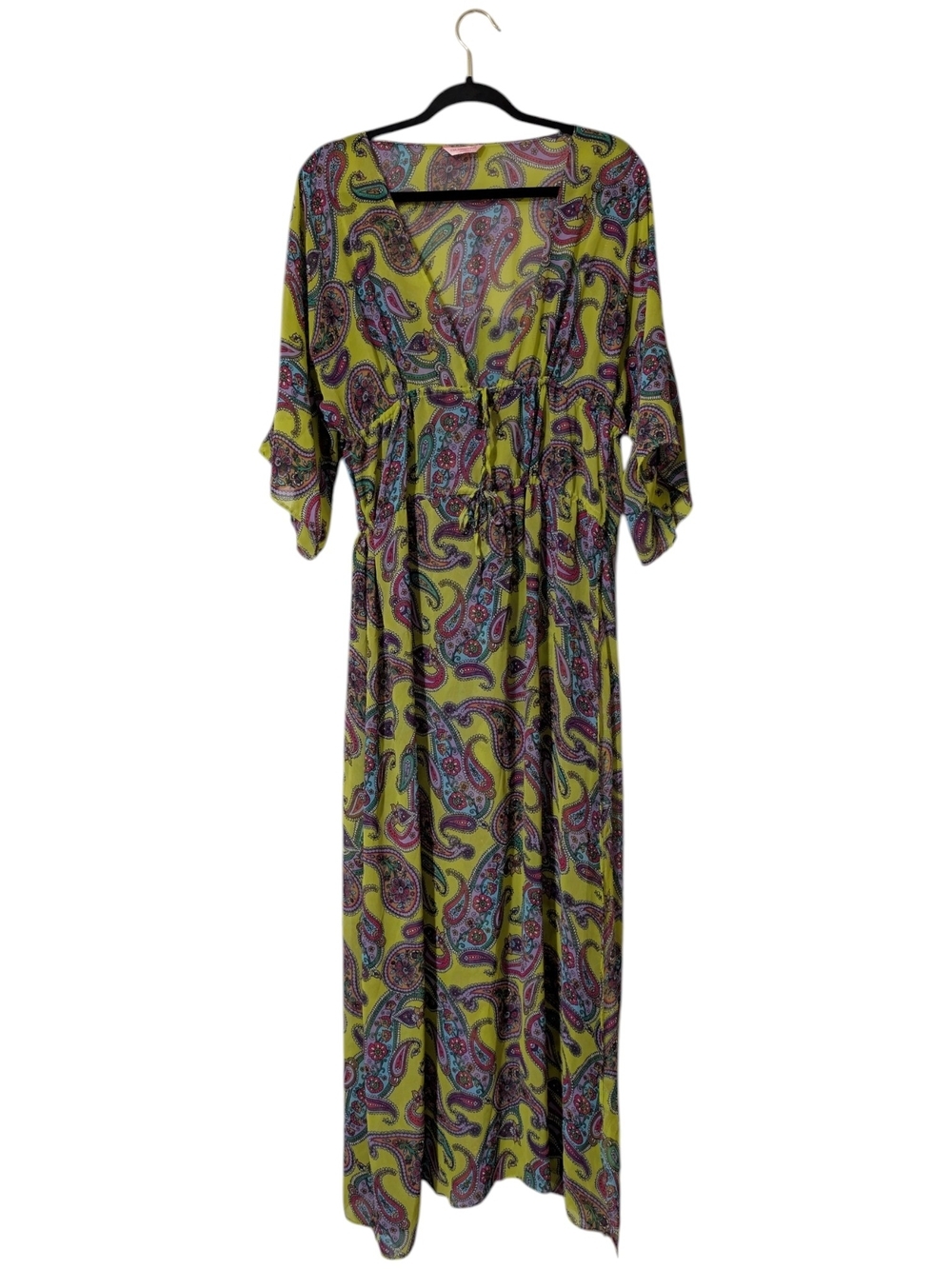 CIA. Maritima Bright Yellow Paisley Maxi Swim Coverup with Tie Waist - Picture 2 of 10